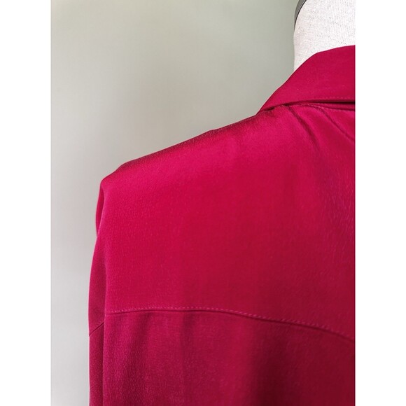 Barrie Pace Vintage 80s Silk Blouse Button Down Formal Shirt Magenta Size 18 1X - Picture 12 of 16